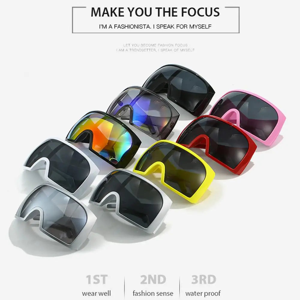 Futuristic Wrap Around Sunglasses Rave Curved Lens UV400 Protection 2000'S Eyewear Oversized Y2K Sun Glasses for Women & Men