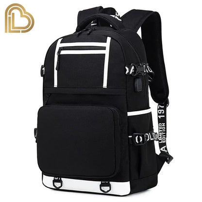 Mochila Yule Trooper F-Fortnited Battle Royale com carregamento USB, figuras anime e compartimento para material escolar para estudantes