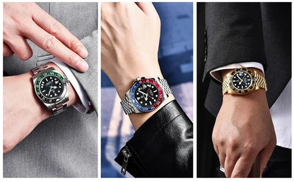 Relógio PAGANI DESIGN 40MM GMT para Homem, Luxo, Safira AR, Mecânico, Luneta em Cerâmica, Automático, 100M à Prova de Água, Relógio para Oferta