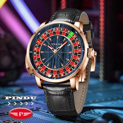 2025 NEUES PINDU Design Mechanische Herrenuhr mit drehbarem Zifferblatt, Japan NH35 Uhrwerk, Saphirglas, wasserdicht, hochwertige luxuriöse Automatikuhr
