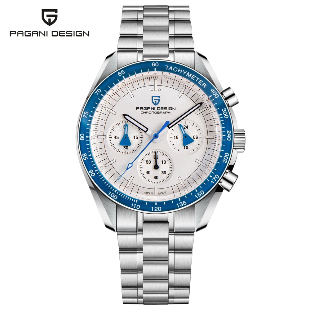 PAGANI DESIGN Moon Uhr – Luxuriöser Quarz-Chronograph für Herren, sportlicher Stil, Saphirglas mit Antireflexbeschichtung, leuchtende Anzeige