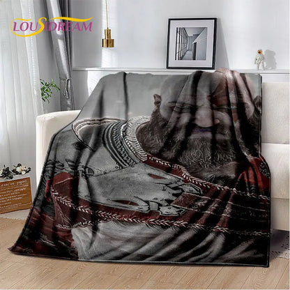 God of War Game Gamers Kratos Soft Plush Blanket,Flannel Blanket Throw Blanket for Living Room Bedroom Bed Sofa Picnic Cover Kid