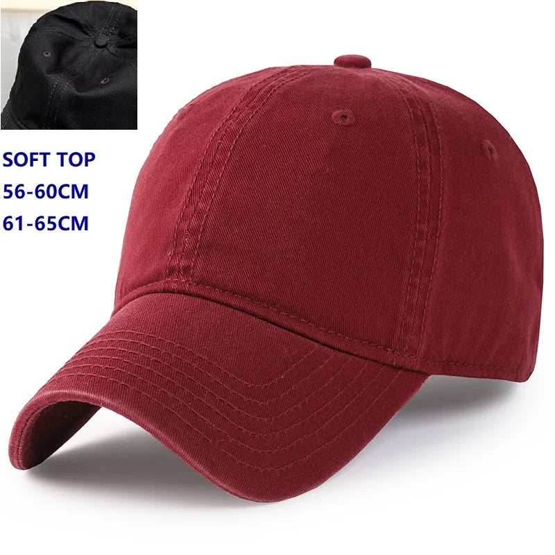 Big Head Plus Size Baseball Cap 100% Cotton Fits Men Women Adjustable Dad Hat Oversize 58-60cm 61-65cm