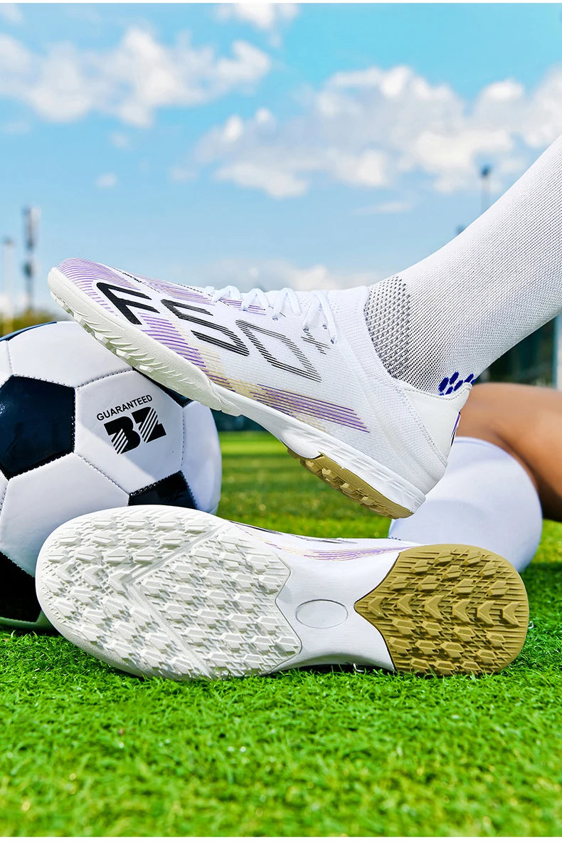 Sapatilhas de Homem Novas com Pitons para Relva, Ténis de Futebol de Alta Qualidade, Chuteiras de Futsal Antiderrapantes para Interior, Modelo Cano Alto para Exterior Mais Vendido