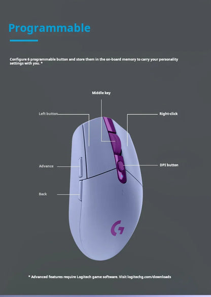 Mouse gaming wireless Logitech G304 LIGHTSPEED, mouse leggero e portatile con macro per Jedi Survival, FPS, League of Heroes ed Eat Chicken