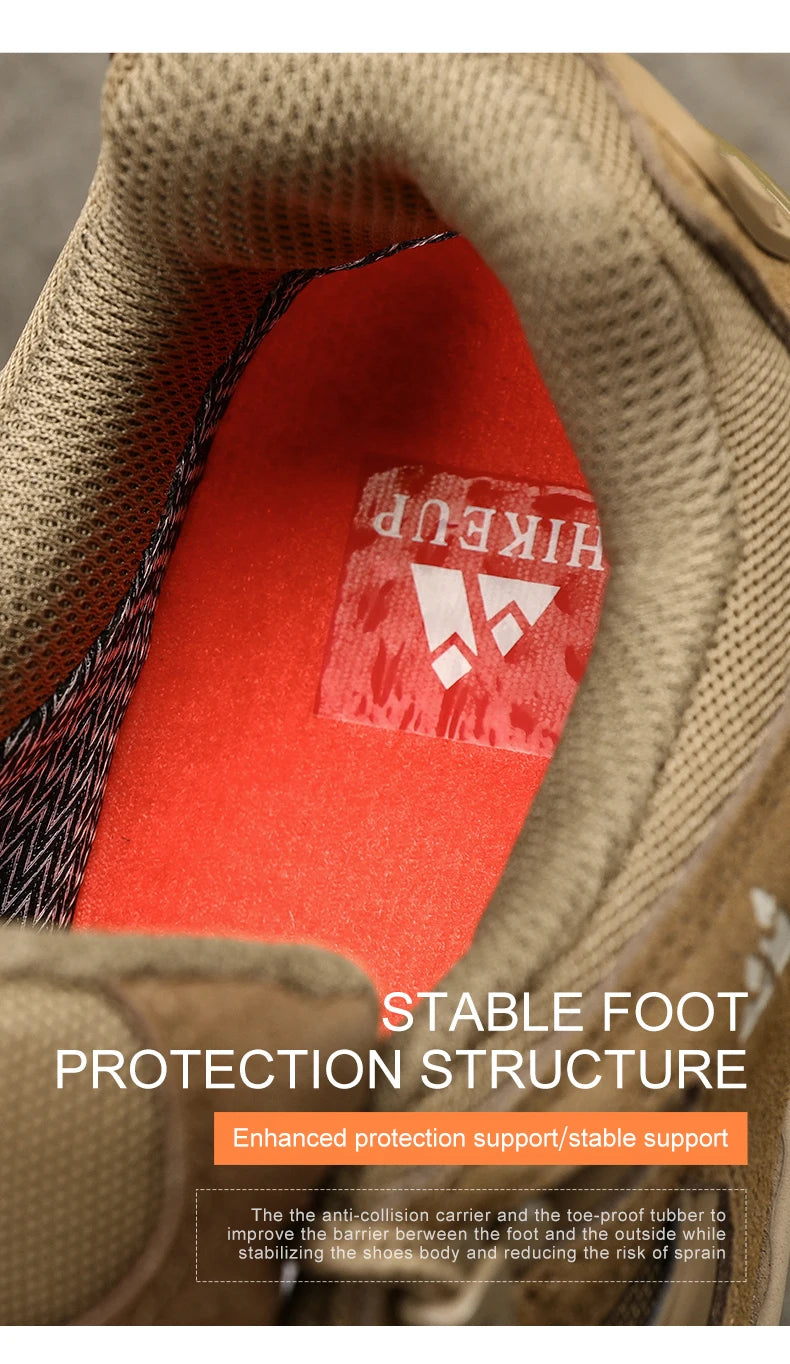 HIKEUP Non-Slip Wear-Resistant Outdoor Hiking Shoes, Breathable Splashproof Climbing Sneakers for Men, Trekking, Tourism, Mountain Shoes