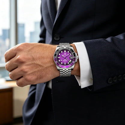 Mechanisch herenhorloge Pagani Design GMT – Luxemodel met saffierglas, roestvrijstalen kast en keramische lunette – Automatisch herenhorloge, zakelijke stijl