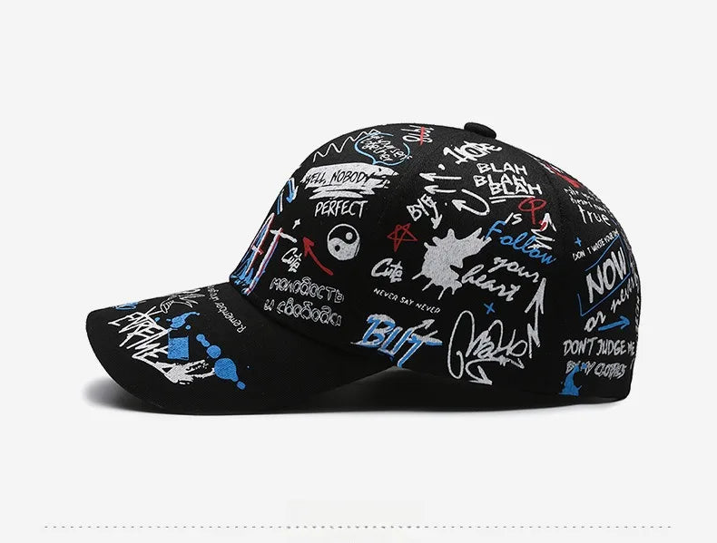 Nova moderna pamučna bejzbolska kapa s grafitima za žene i muškarce, uniseks tiskana snapback kapa, hip-hop trendi kapa za van, za muškarce i žene