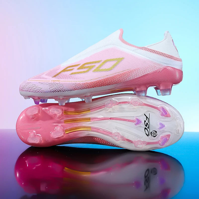 Novas chuteiras de futebol para homem, sapatilhas de futsal para exterior, jogo em relva, antiderrapantes, calçado de futebol de alta qualidade com pitões, best-seller, cano alto, leve