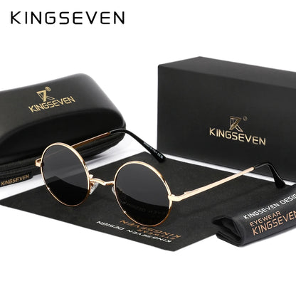 KINGSEVEN Vintage Popular Punk Sunglasses for Men Women Round Polarized Sun Glasses  Party Beach Travel Anti Glare Eyewear