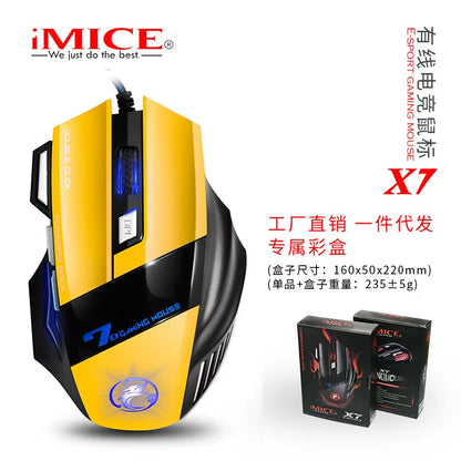 IMICE X7 Optische Gaming-Maus – einstellbare DPI, ergonomisches Anti-Rutsch-Design, farbenfrohe Beleuchtung, geeignet für Desktop-Computer und Laptop