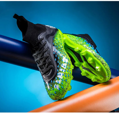 1 paire de chaussures de football pour hommes, résistantes à l'usure, antidérapantes, avec crampons longs et courts, idéales pour les matchs sur gazon extérieur, pour étudiants et adultes