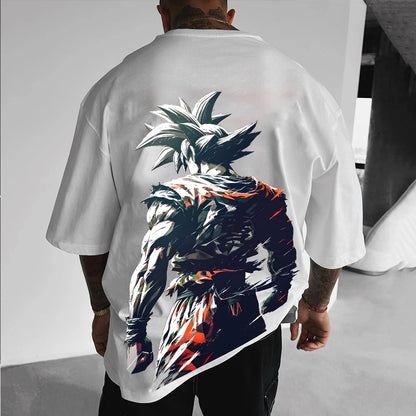 2026 Summer Dragon Ball Retro High Quality Cotton Men's T-shirt with Super Large Goku Print Unisex Casual Short Sleeve