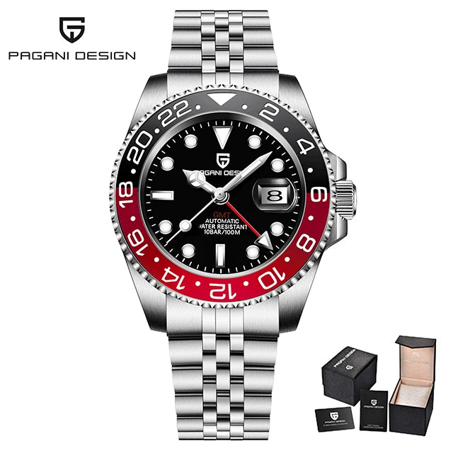 New PAGANI DESIGN Top Brand GMT Mens Wristwatch Sapphire Glass Automatic Men's Watch 100M Waterproof 40mm Men Mechanical Watches