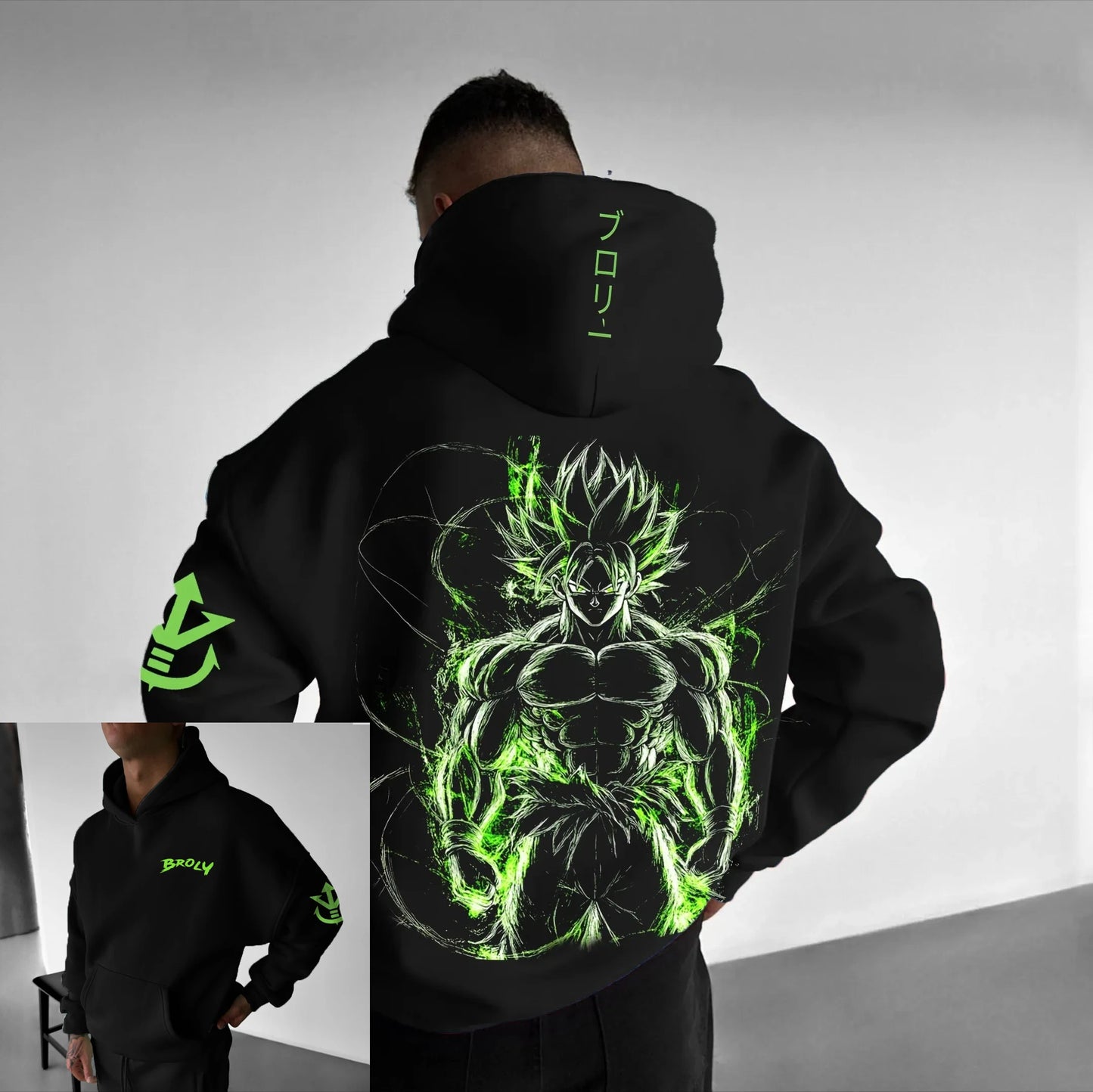 Sweat à capuche de ginásio retro Dragon Ball outono/inverno 2026 100% algodão com estampado Broly, oversized, streetwear fitness para homens, mulheres, adultos e crianças