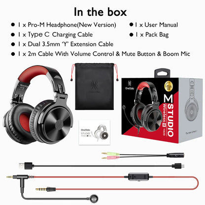 Cuffie da gaming wireless Bluetooth 5.2 OneOdio 110H – Autonomia di 110H, cuffie over-ear con bassi profondi e microfono, headset 2-in-1 cablato e wireless per PC PS4