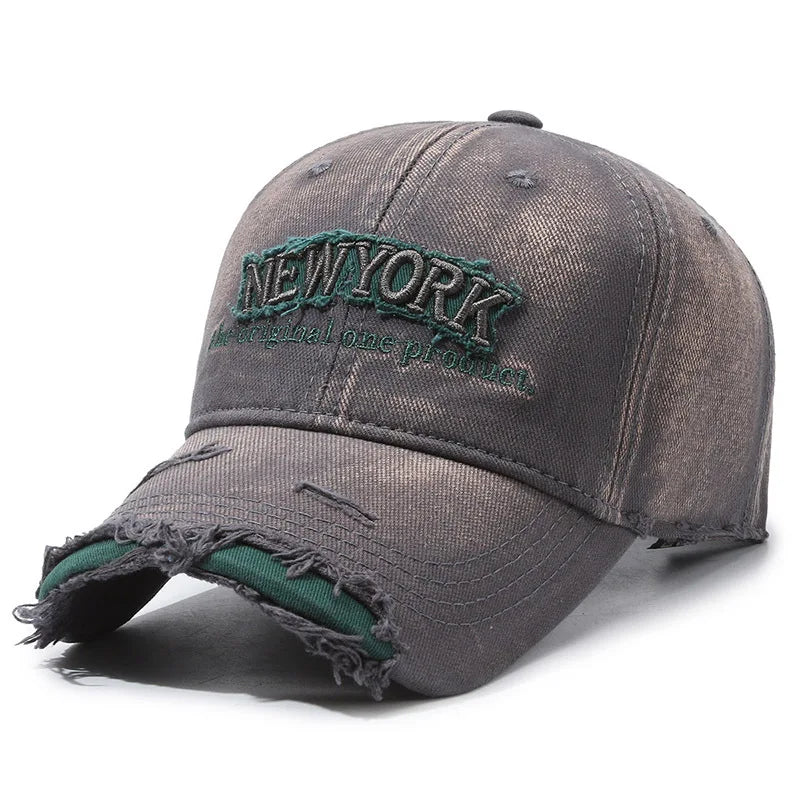 Vintage Old Hole Embroidery Letters Cowboy Baseball Cotton Soft Top Men's and Women's Spring and Summer Casual 56-60cm Sun Hat