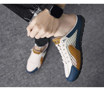 Slip-On-Sportschuhe für Herren mit Schnürung, atmungsaktivem Mesh, unisex, für Frühling und Herbst, niedrig geschnitten, flach, schnell und einfach anzuziehen