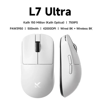 MCHOSE L7 Ultra+ mittelgroße/große Hand-Gaming-Maus E-Sports Paw3950 kabellos, drei Modi, leicht, Office-Dual-Drive-Computermaus