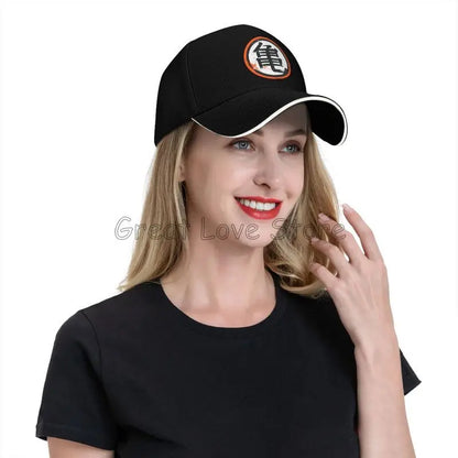 DBZ Kanji Print Baseball Cap Men Adjustable Sun Hat Luxury Trucker Sandwich Cap Women Casual Snapback Bucket Caps Golf Hats