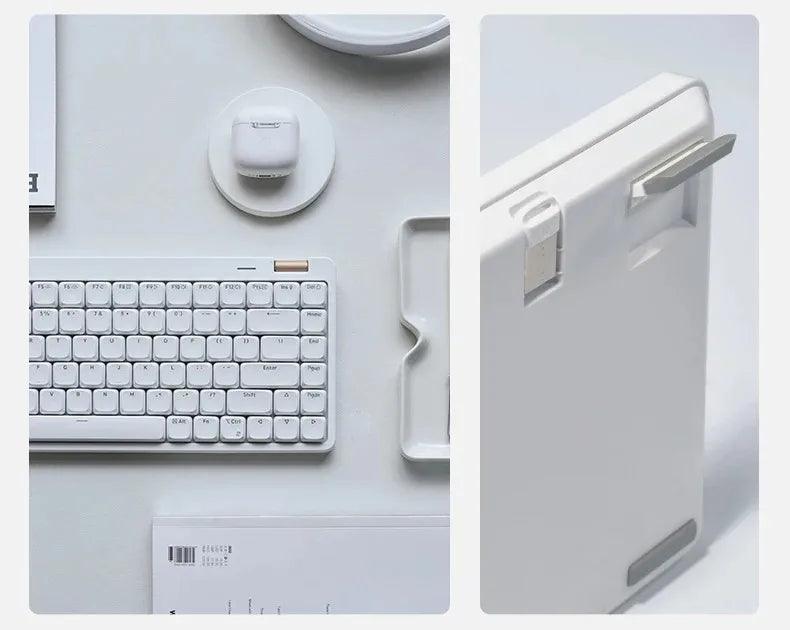 Lofree Flow Lite Wireless Mechanical Keyboard&PU Bag Lighter&Silenter POM Switch 2.4G Bluetooth&Wired Office Typing Gasket 84key