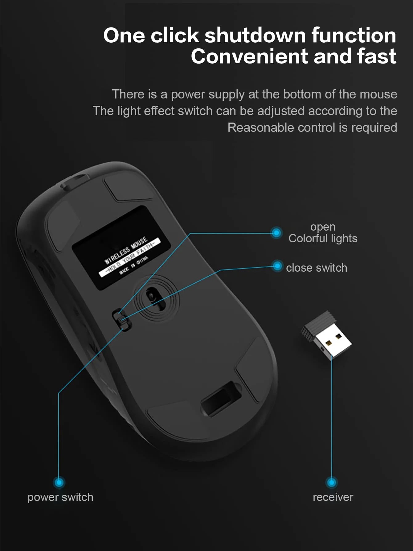 Wireless mouse, 6 keys, silent office wireless mouse, esports games non-slip wireless mouse