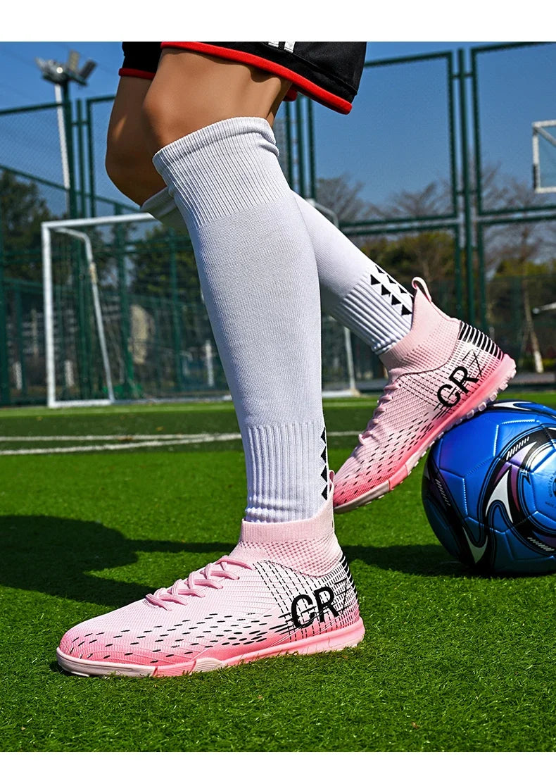 Nouvelles chaussures de football pour hommes, crampons pour terrain en herbe, baskets, chaussures de football de haute qualité, antidérapantes, montantes, pour futsal, matchs en salle, best-seller FG/TF