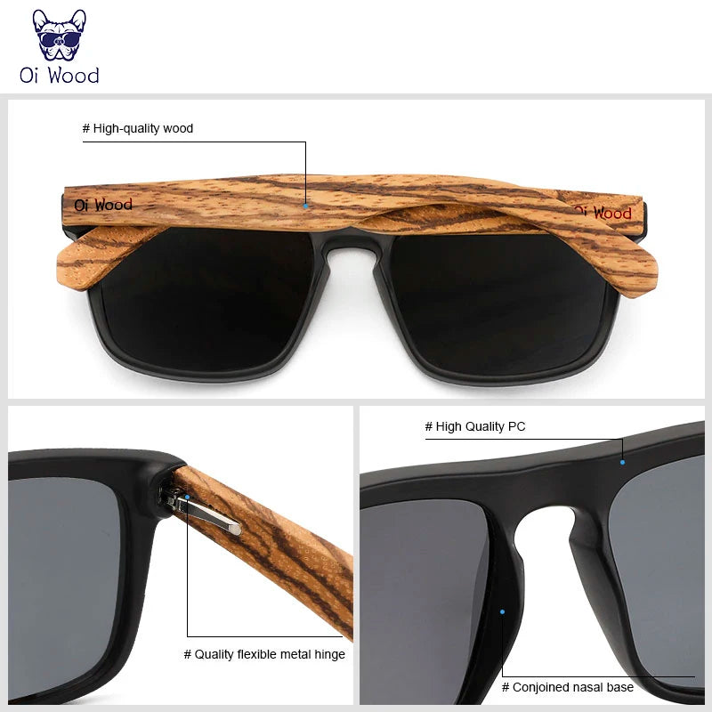 Oi Wood Women Sun glasses Square Sunglasses Wooden Eyeglasses polarized Red Lenses Mens Glasses