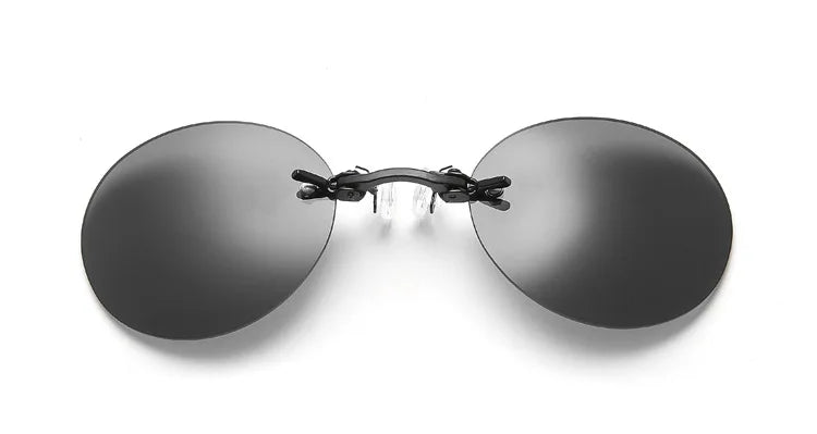 New Round Rimless Sunglasses Men Matrix Morpheus Men's Classic Clamp Nose Glasses  Mini Frameless Brand Design Glasses UV400