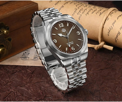 San Martin 38mm Men's Sport Watch Fashion Luxury Explore Climbing Automatic Mechanical Sapphire Waterproof 5 Links Bracelet BGW-9