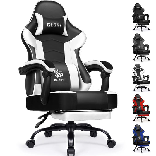 AUTHMIC Gaming Chair Ergonomic Reclining Office Chair with Adjustable Lumbar Support & Headrest High-Back PC Gamer Adults Teen