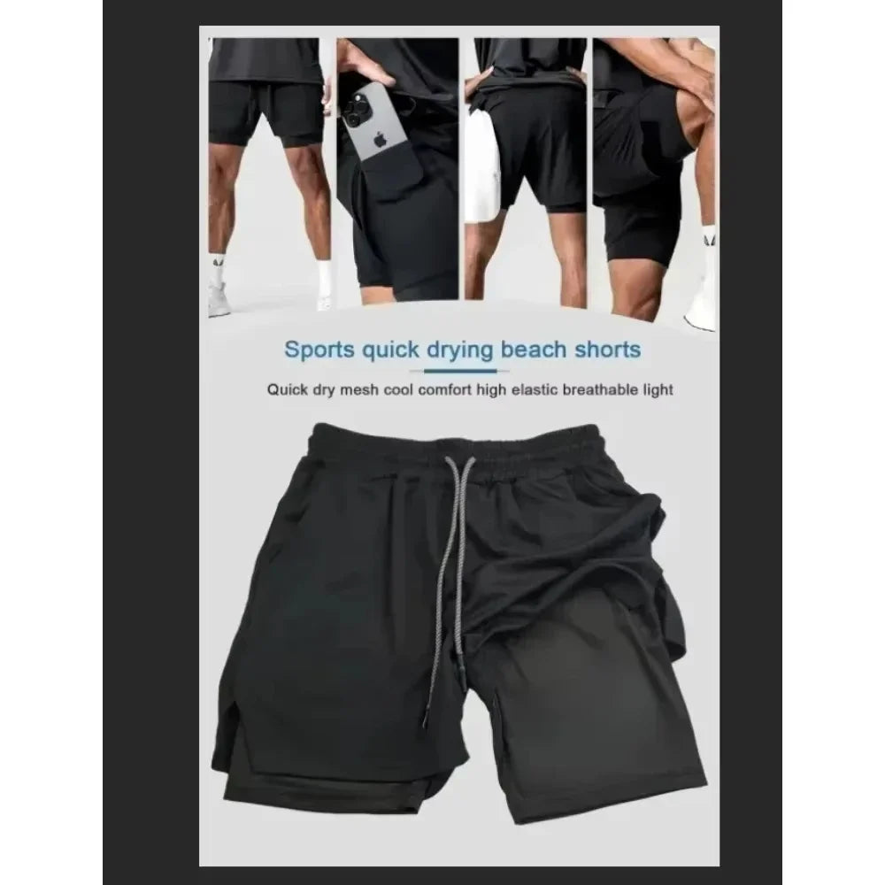 Dragon Ball Anime Goku Double-Layer Shorts 2026 American Sporty Summer Men's Loose Breathable Pants