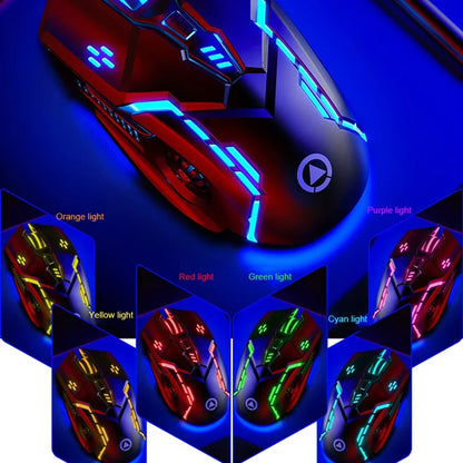 Ratón gaming ergonómico con cable YINDIAO RGB silencioso, retroiluminación LED, 3200dpi, 6 botones, G5 USB, ratón mecánico para PC, portátil y ordenador