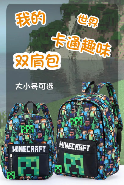 In Stock Minecraft Backpack Graffiti Print Lightweight School Backpack Casual Daily Travel Bag For Male Young Men Outdoor Use