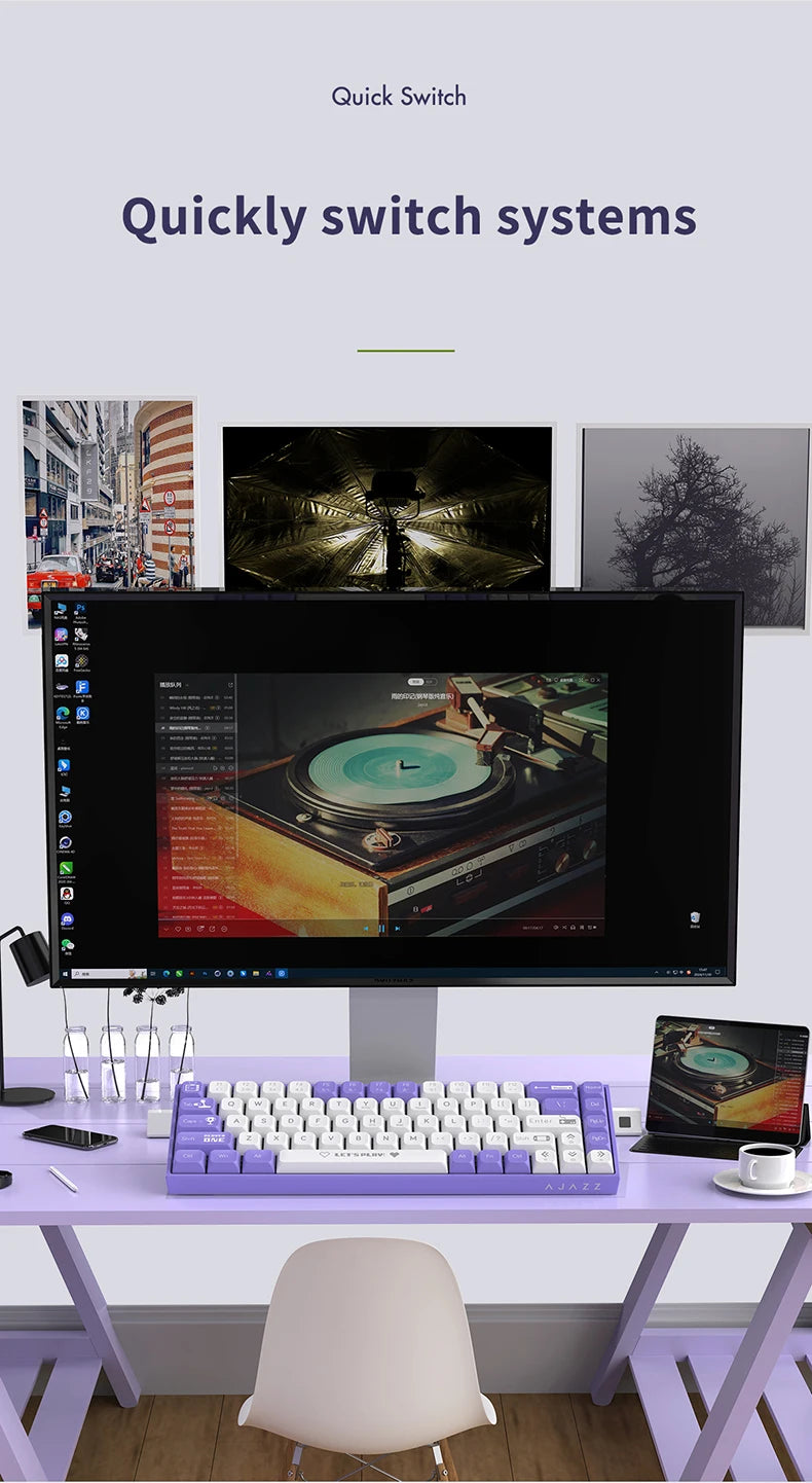 AJAZZ AK680 65% Wireless Mechanical Keyboard ABS Keycap Hot Swap Gamer Keyboard Custom Gasket Gaming Accessories for PC Laptop