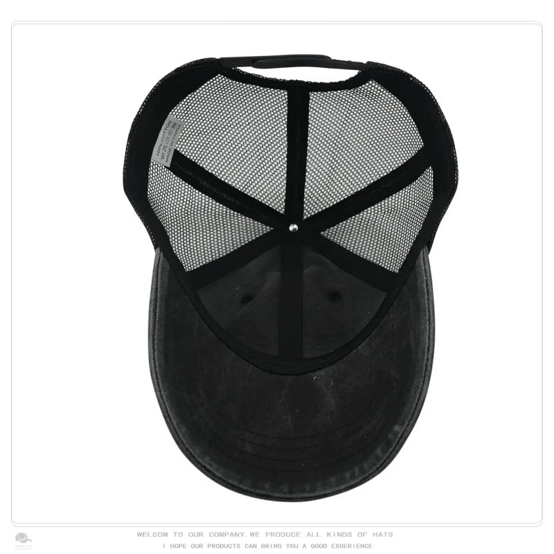 Custom Logo Blank Baseball Cap For Men Summer Breathable Mesh Hat Women Vintage Washed Distressed Trucker Sun Hats