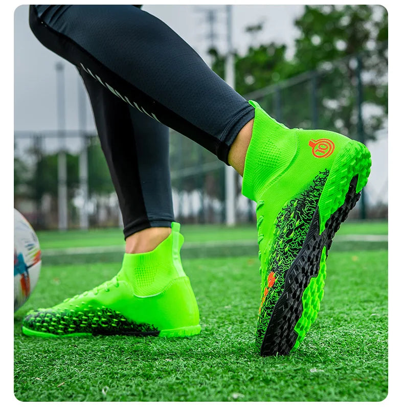 1 paire de chaussures de football pour hommes, résistantes à l'usure, antidérapantes, avec crampons longs et courts, idéales pour les matchs sur gazon extérieur, pour étudiants et adultes