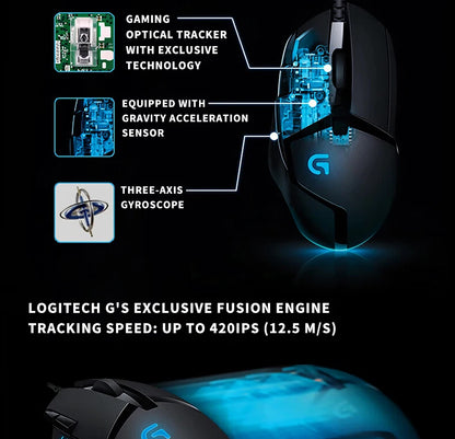 Logitech (G) G402 ratón gaming con cable para e-sports, ratón mecánico con programación de macros, CSGO, Eating Chicken, competitivo para ordenador