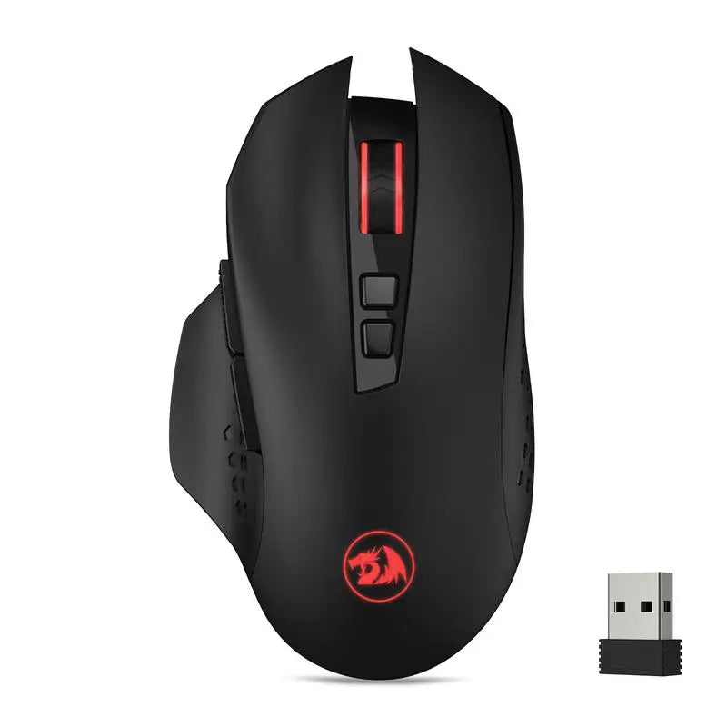 Ratón gaming inalámbrico Redragon M656 Gainer, 4000 DPI, ratón gamer inalámbrico 2.4Ghz con 5 niveles de DPI, 7 botones macro, retroiluminación LED roja