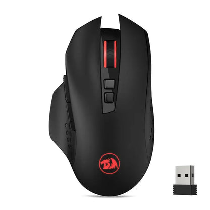 Ratón gaming inalámbrico Redragon M656 Gainer, 4000 DPI, ratón gamer inalámbrico 2.4Ghz con 5 niveles de DPI, 7 botones macro, retroiluminación LED roja