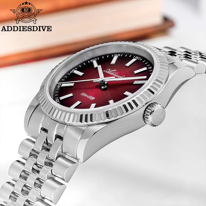 ADDIESDIVE Neue Herrenuhr AD2073, Saphirglas, 36mm, VH31 Sunburst Quarzuhr, 10Bar wasserdichte Taucheruhr, leuchtende Armbanduhr