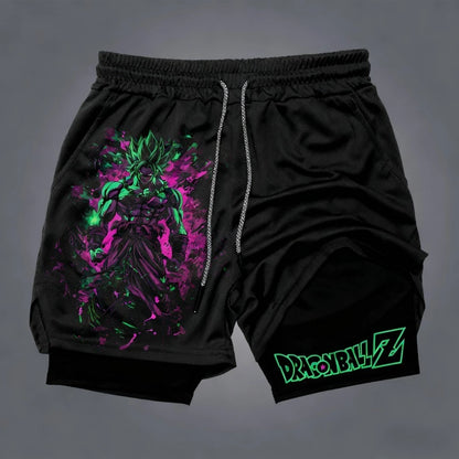 Dragon Ball Anime Goku Double-Layer Shorts 2026 American Sporty Summer Men's Loose Breathable Pants