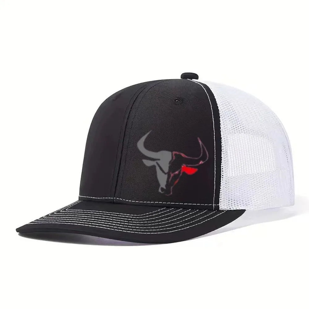 Casual Bull Head Print Summer Baseball Cap Breathable Hip Hop Sports Visor Mesh Adjustable Sun Hats Men Women