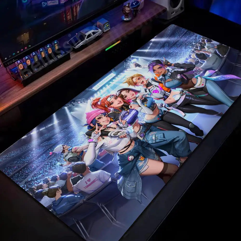 Tapete de Rato Gaming Grande Overwatch para PC, Tapete de Secretária Kawaii Rosa Fofo para Teclado e Portátil, Acessório Gaming HD