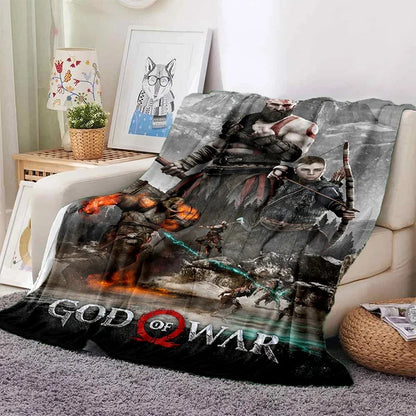 God of War Games Kratos Cartoon Soft Flannel Blanket for Beds Bedroom Sofa Picnic,Throw Blanket for Cover Outdoor Leisure Gift