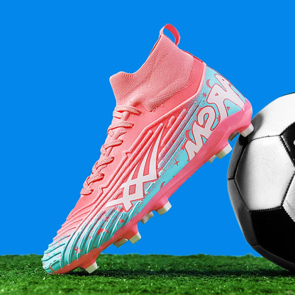 Chaussures de football pour hommes et femmes, chaussures de sport à crampons longs, idéales pour les étudiants, les matchs et l'entraînement.