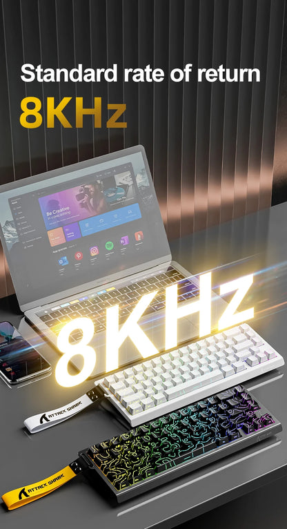 X68HE ATTACK SHARK Magnetic Gaming Keyboard Mechanical Wired for Pro Gaming 0.01mm Rapid Trigger 8000Hz SOCD/Rs 0.125ms 128K Rate