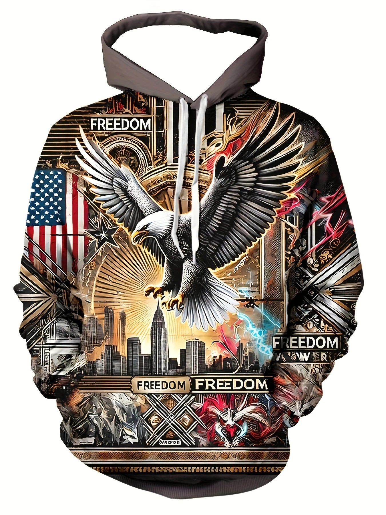 Sweatshirt com Capuz Masculina Cool Eagle Fashion 2025, Edição 3D Impressa, Tendência American Eagle, Sportswear Casual Unissexo para Homem e Criança