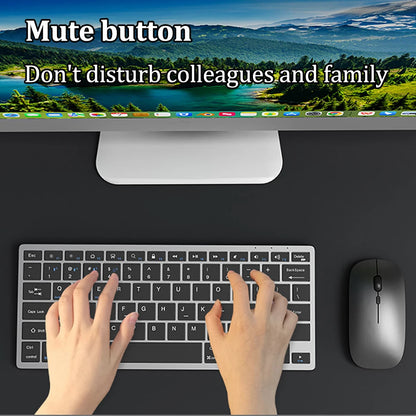 Dual-Mode Wireless Keyboard Bluetooth 5.0 & 2.4G Rechargeable Keyboard, 102 Keys Multi-Device Wireless Keyboard for MacBook, Laptop, Tablet & PC