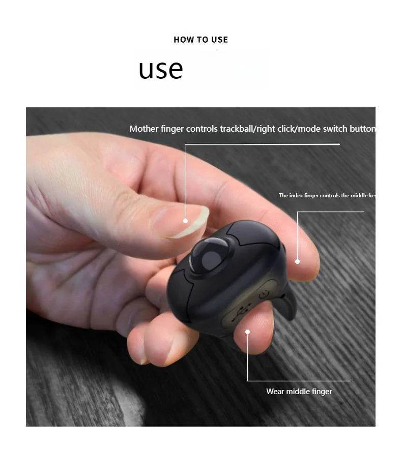 Neue Trackball-Fingerring-Maus 2.4G+Bluetooth – kabellose Fernsteuerungsmaus für Kurzvideos/PPT-Präsentationen/In-Vehicle-Displays